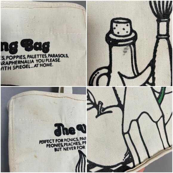 Vintage Spiegel The Unshopping Bag Canvas Tote Eclectic Retro 1970s Illustration - Picture 7 of 16